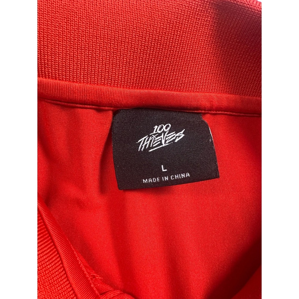 100 Thieves Mens Performance Polo Shirt Red Short Sleeve Embroidered Logo Large - Picture 4 of 12